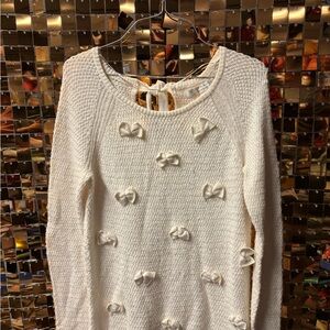 LC Lauren Conrad Cream Sweater with Bow Details